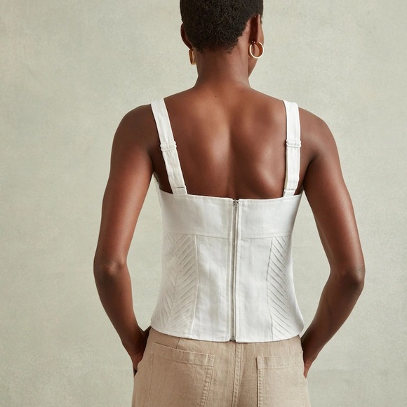 REISS Cream Square Neck Pleated Top – Size 8 – NWOT - Picture 3 of 4